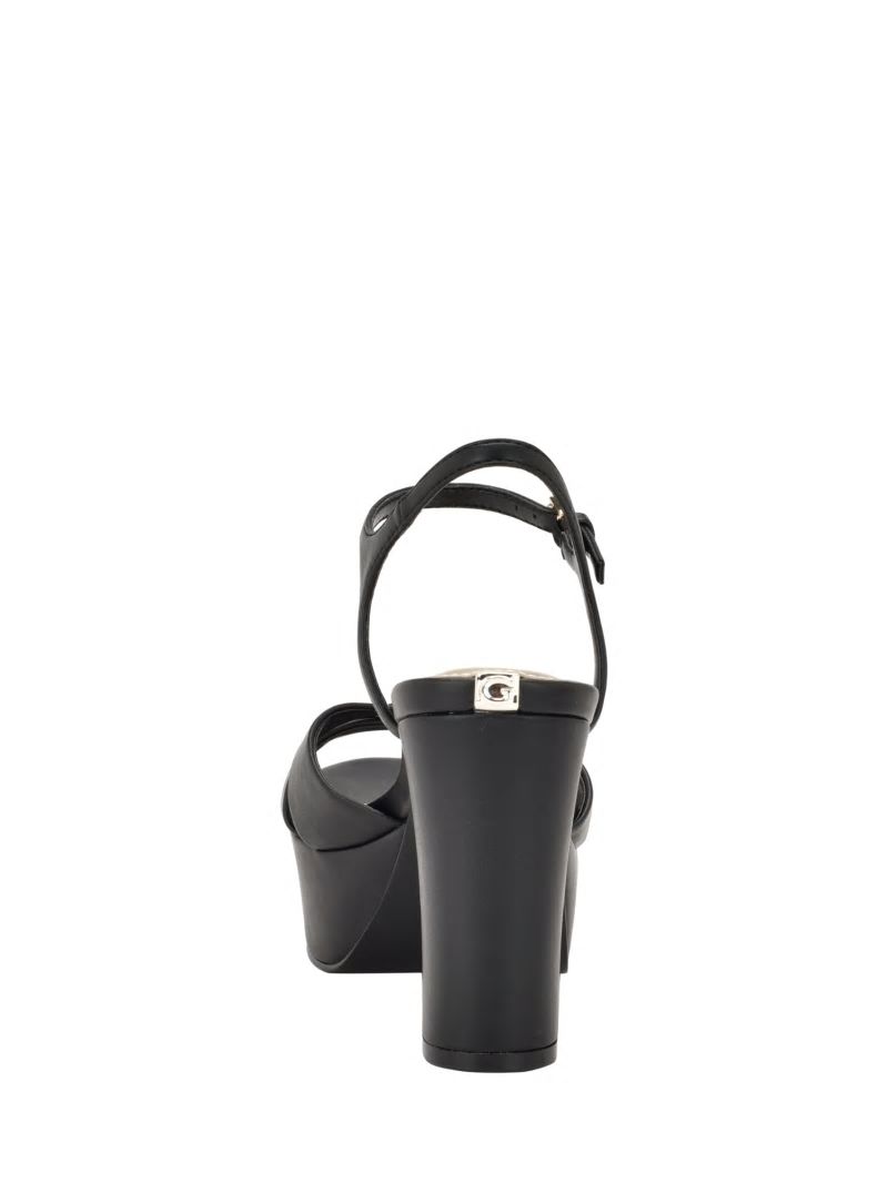 Guess Haylo Crisscross Platform Block Heels - Black 002 Guess Haylo Crisscross Platform Block Heels - Black 002