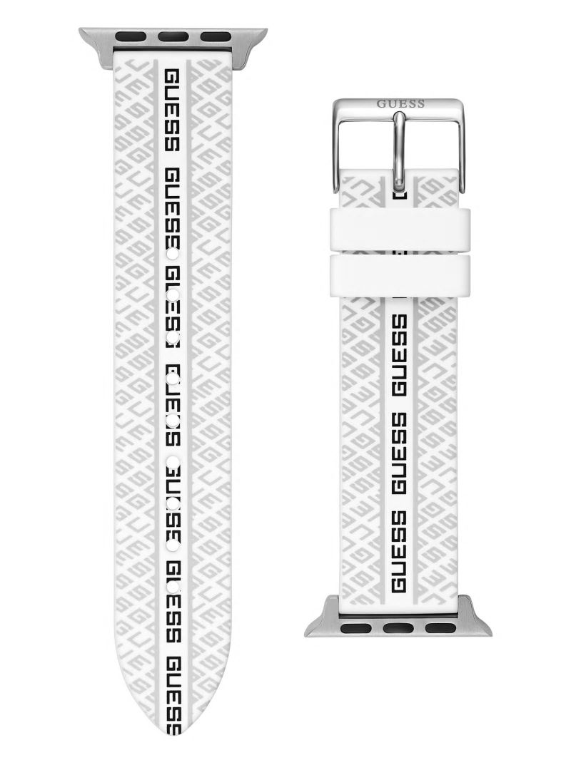 Guess Signature White Silicone 38-40 mm Band for Apple Watch® - White Multi Guess Signature White Silicone 38-40 mm Band for Apple Watch® - White Multi