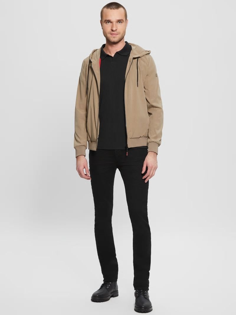 Guess Eco Tech Zip Hoodie - Walnut Shell Guess Eco Tech Zip Hoodie - Walnut Shell