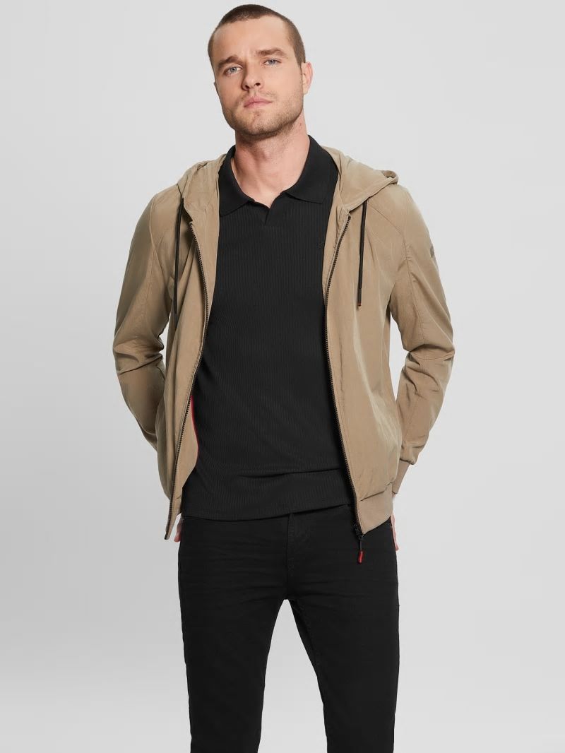 Guess Eco Tech Zip Hoodie - Walnut Shell Guess Eco Tech Zip Hoodie - Walnut Shell