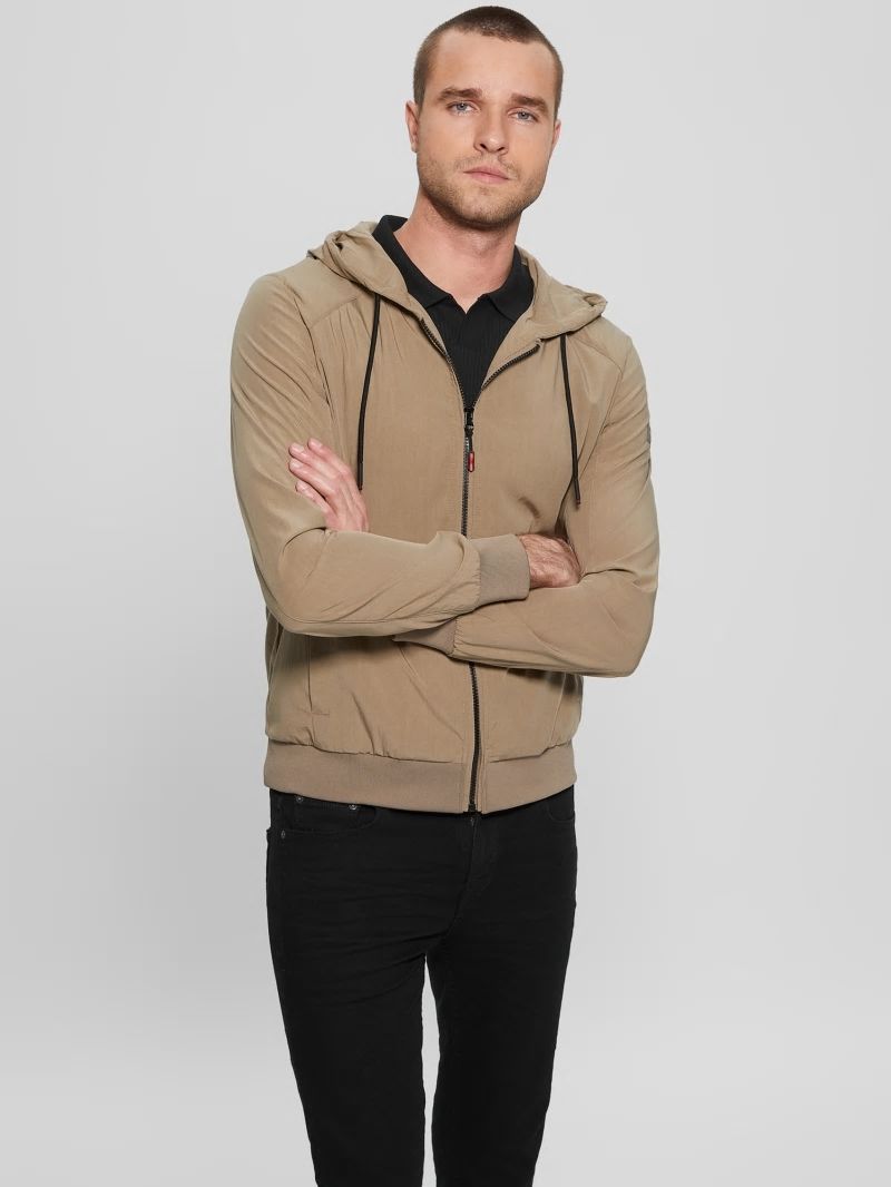 Guess Eco Tech Zip Hoodie - Walnut Shell Guess Eco Tech Zip Hoodie - Walnut Shell