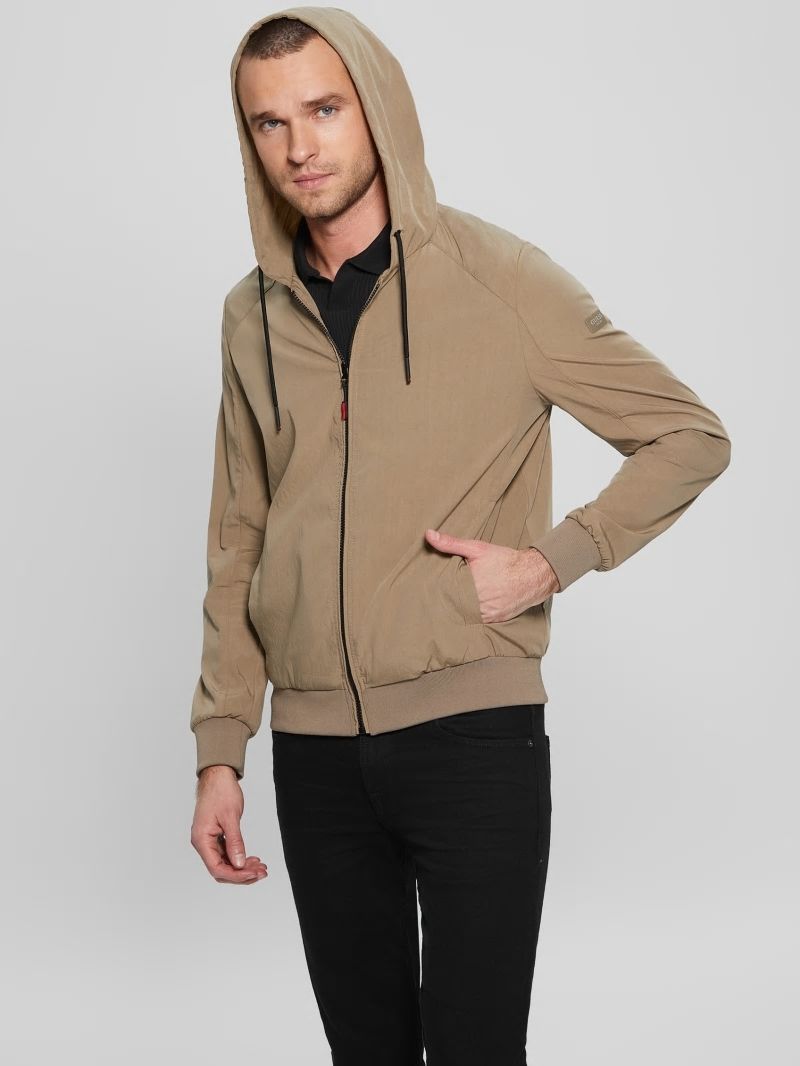 Guess Eco Tech Zip Hoodie - Walnut Shell Guess Eco Tech Zip Hoodie - Walnut Shell