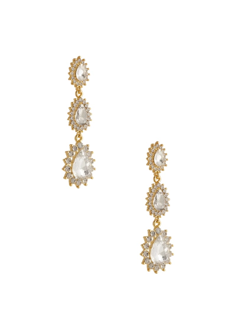 Guess 14K Gold Plated Halo Teardrop Drop Earring - Silver/Gold Guess 14K Gold Plated Halo Teardrop Drop Earring - Silver/Gold