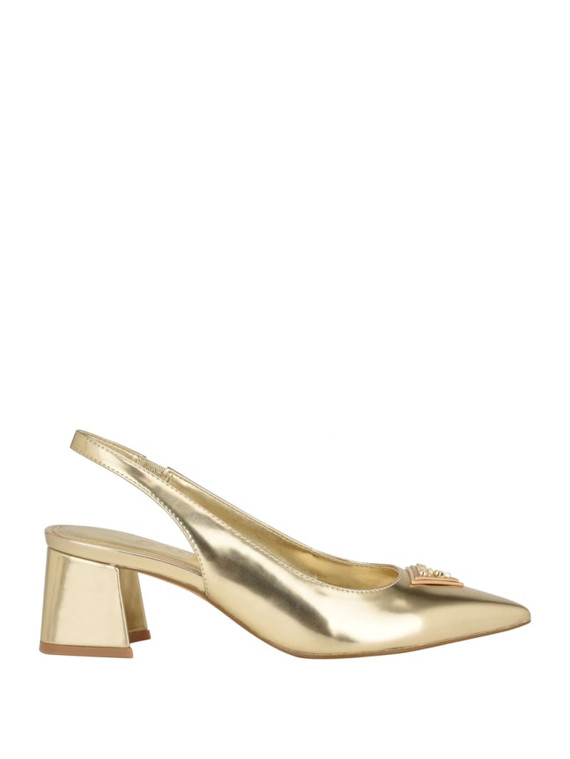 Guess Zanda Slingback Block Heels - Gold Guess Zanda Slingback Block Heels - Gold