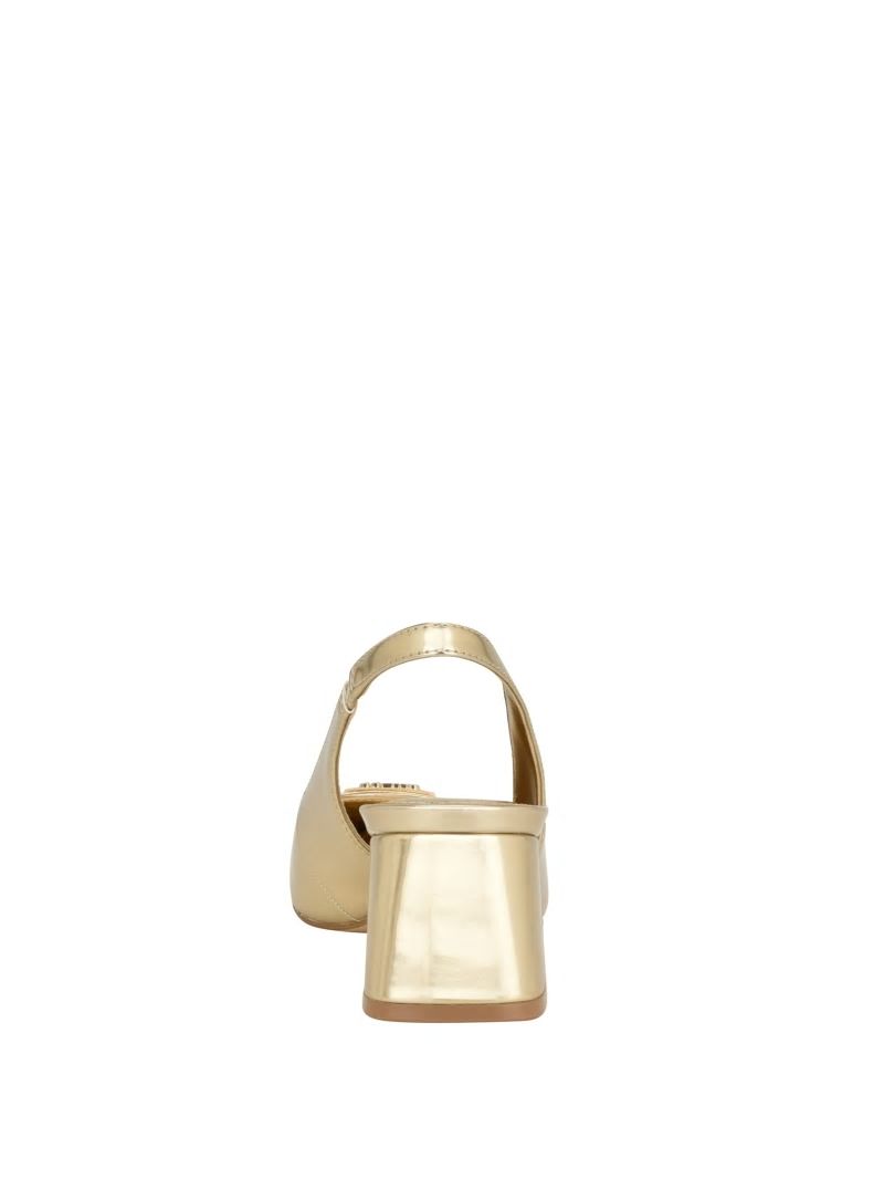 Guess Zanda Slingback Block Heels - Gold Guess Zanda Slingback Block Heels - Gold