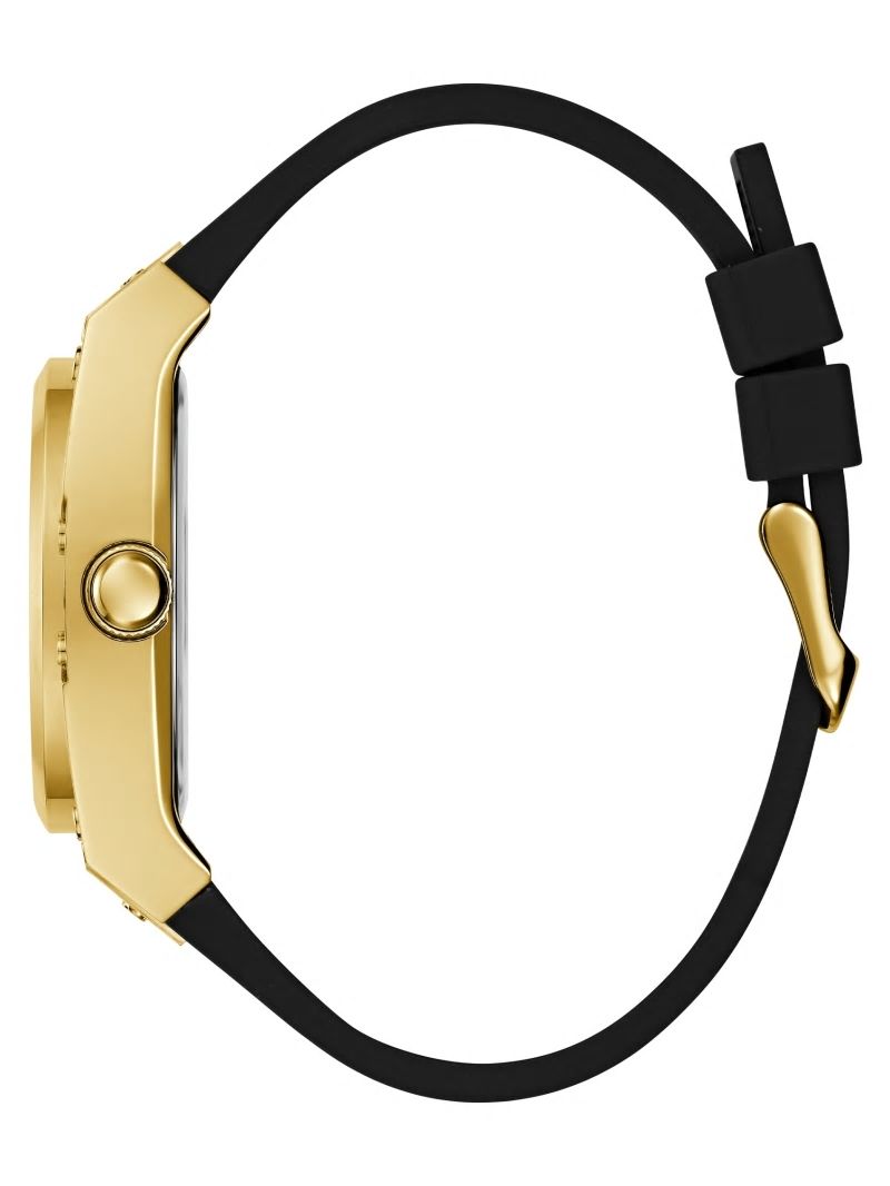 Guess Gold-Tone and Black Silicone Multifunctional Watch - Black Snakeskin Guess Gold-Tone and Black Silicone Multifunctional Watch - Black Snakeskin