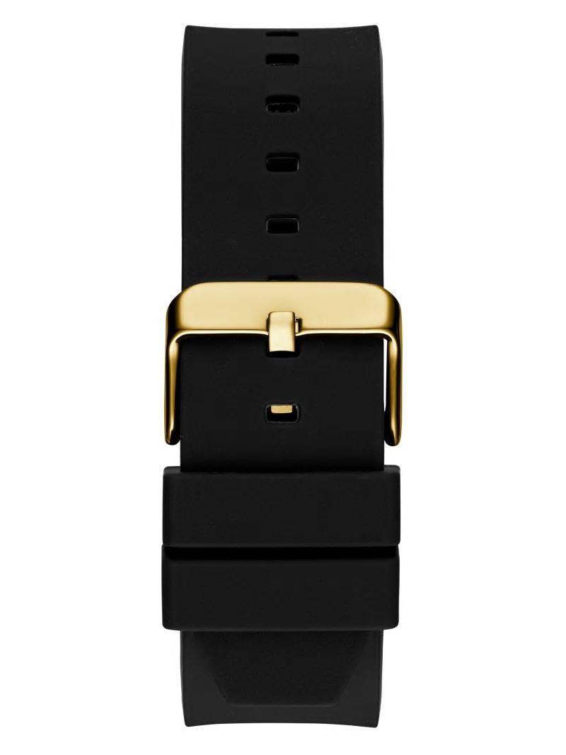 Guess Gold-Tone and Black Silicone Multifunctional Watch - Black Snakeskin Guess Gold-Tone and Black Silicone Multifunctional Watch - Black Snakeskin