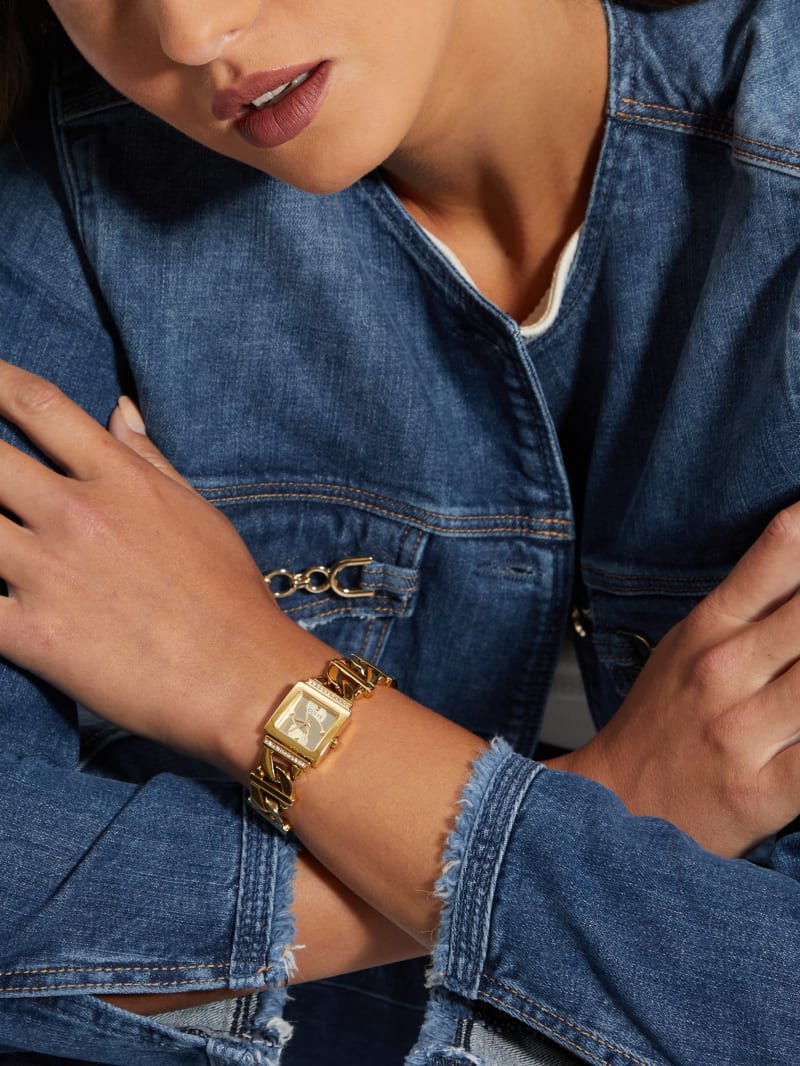 Guess Gold-Tone Chain-Link Analog Watch - Gold Guess Gold-Tone Chain-Link Analog Watch - Gold