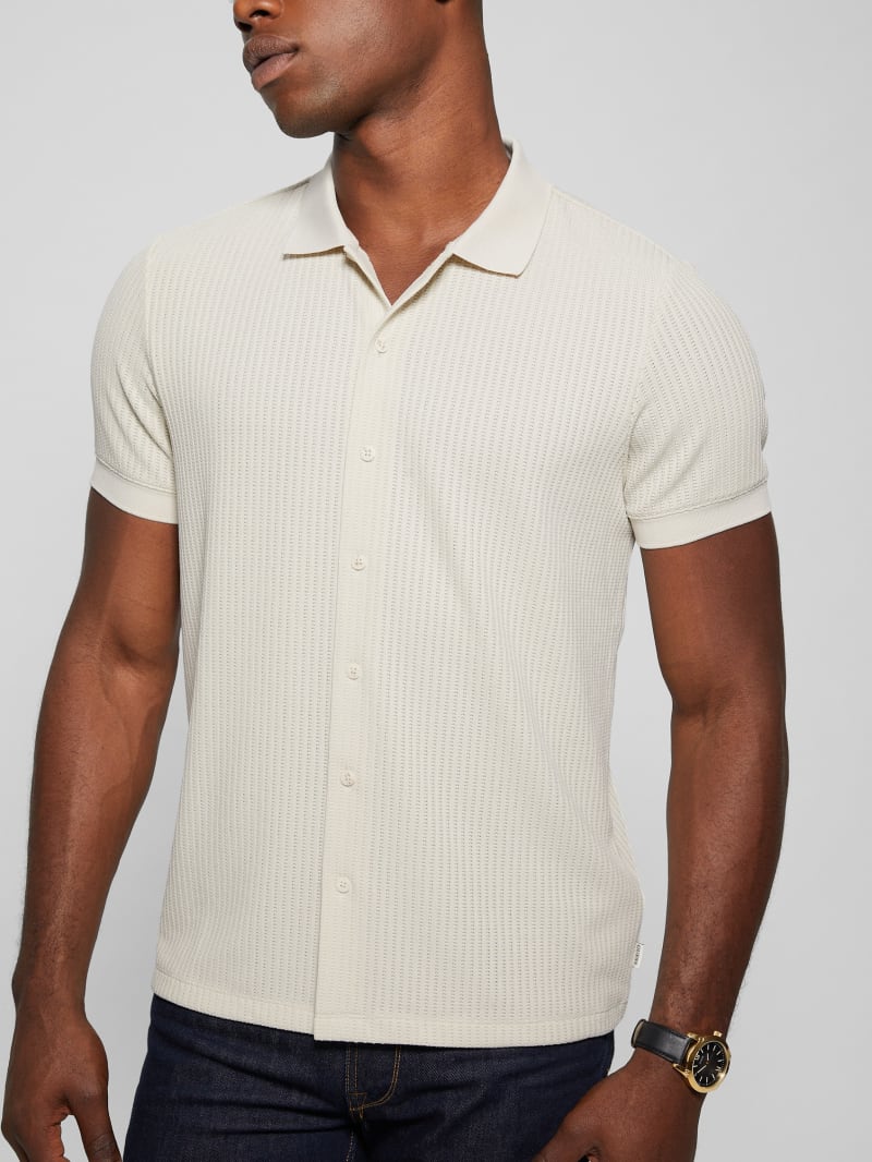 Guess Pointelle Knit Shirt - Birch Bark Guess Pointelle Knit Shirt - Birch Bark
