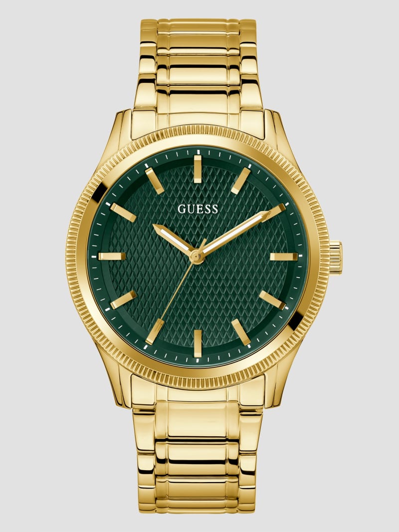 Guess Gold-Tone and Green Analog Watch - Gold Guess Gold-Tone and Green Analog Watch - Gold