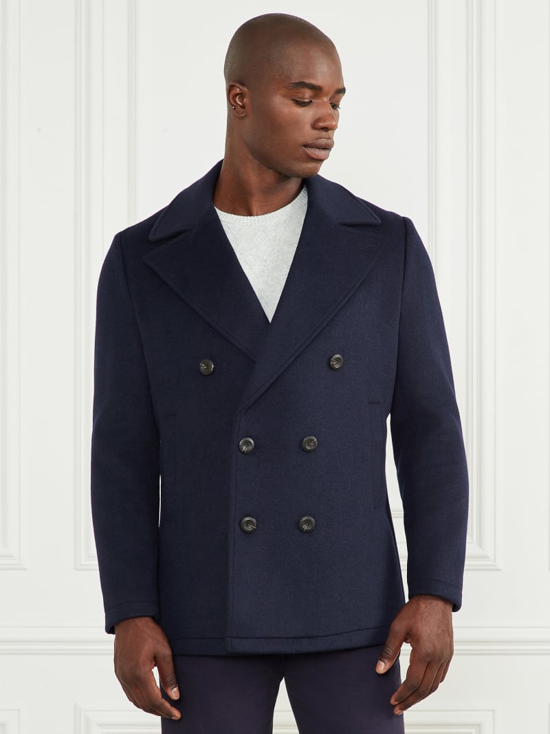 Guess Notched Wool-Blend Peacoat - Bleu éLéGant Guess Notched Wool-Blend Peacoat - Bleu éLéGant