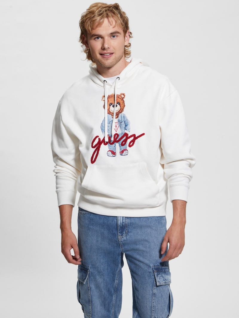 Guess Max Logo Bear Hoodie - Salt White Guess Max Logo Bear Hoodie - Salt White