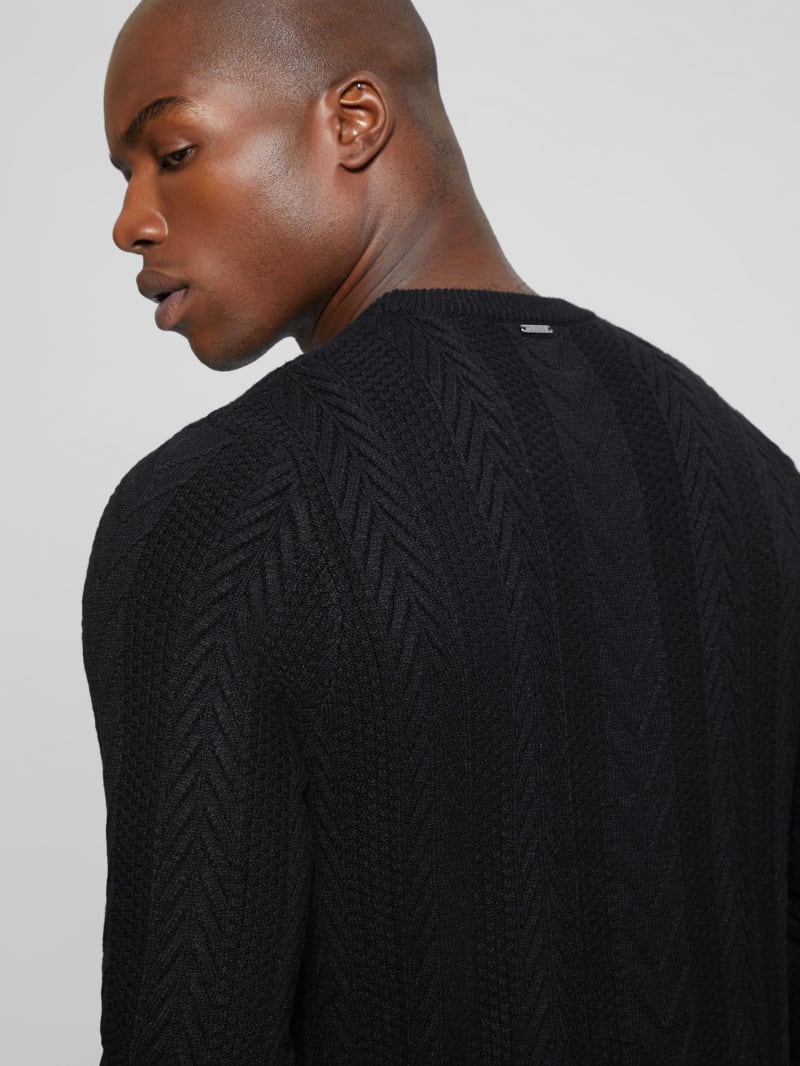 Guess Eco Ethan Cable Knit Sweater - Black Guess Eco Ethan Cable Knit Sweater - Black