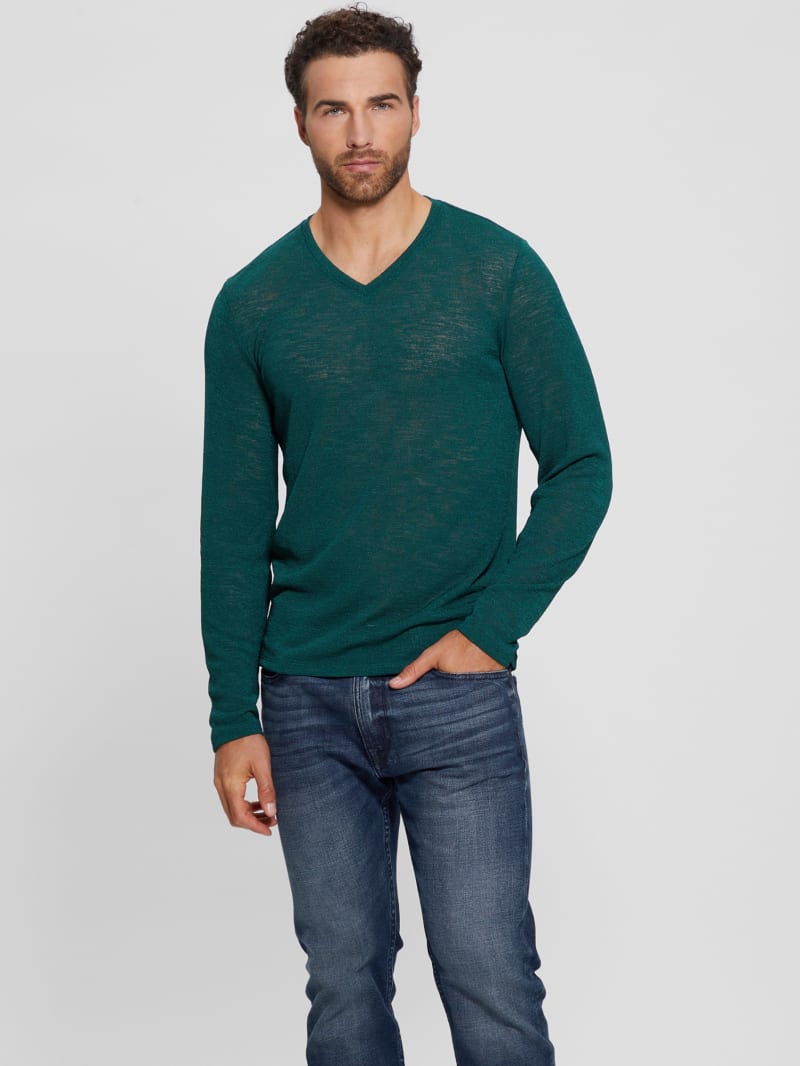 Guess Long-Sleeve Gauze Tee - Dark Jade Guess Long-Sleeve Gauze Tee - Dark Jade