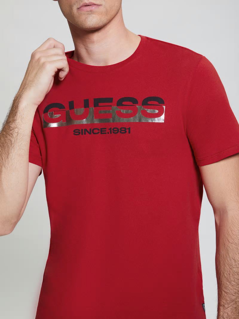 Guess Eco Metallic-Accented Tee - Chili Red Guess Eco Metallic-Accented Tee - Chili Red