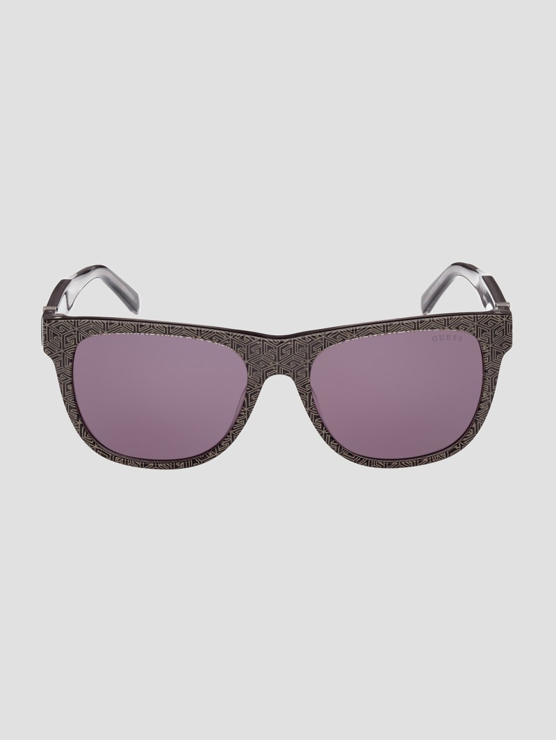 Guess Square Logo Print Plastic Sunglasses - Red Guess Square Logo Print Plastic Sunglasses - Red