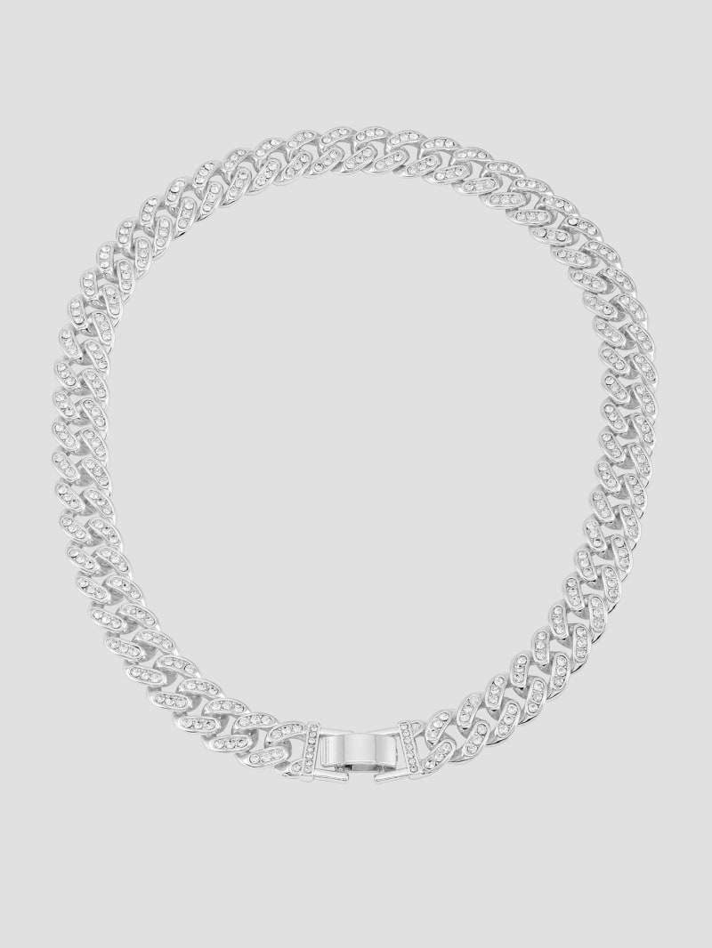 Guess Silver-Tone Crystal Curb Chain Necklace - Silver Guess Silver-Tone Crystal Curb Chain Necklace - Silver