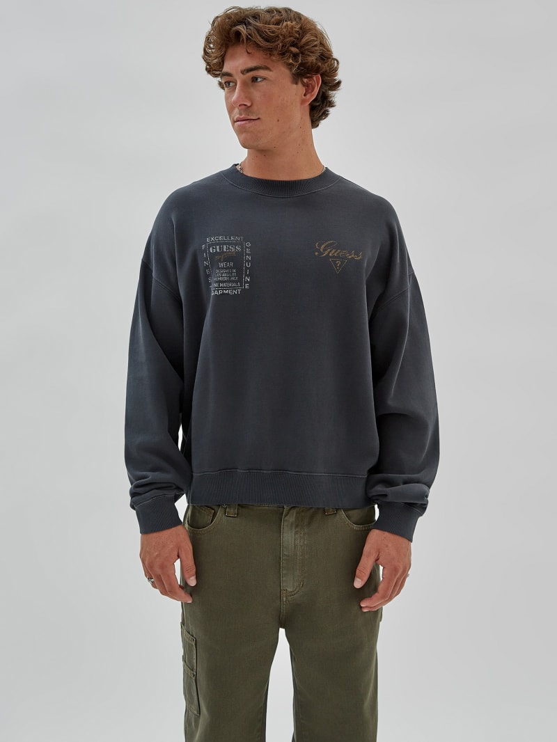 Guess GUESS Originals Varsity Crewneck - Jet Black Multi Guess GUESS Originals Varsity Crewneck - Jet Black Multi