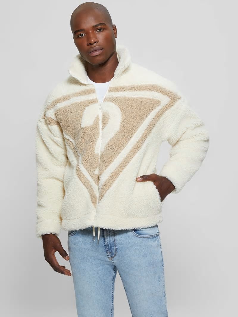 Guess GUESS Triangle Sherpa Jacket - Vanilla Cream Guess GUESS Triangle Sherpa Jacket - Vanilla Cream