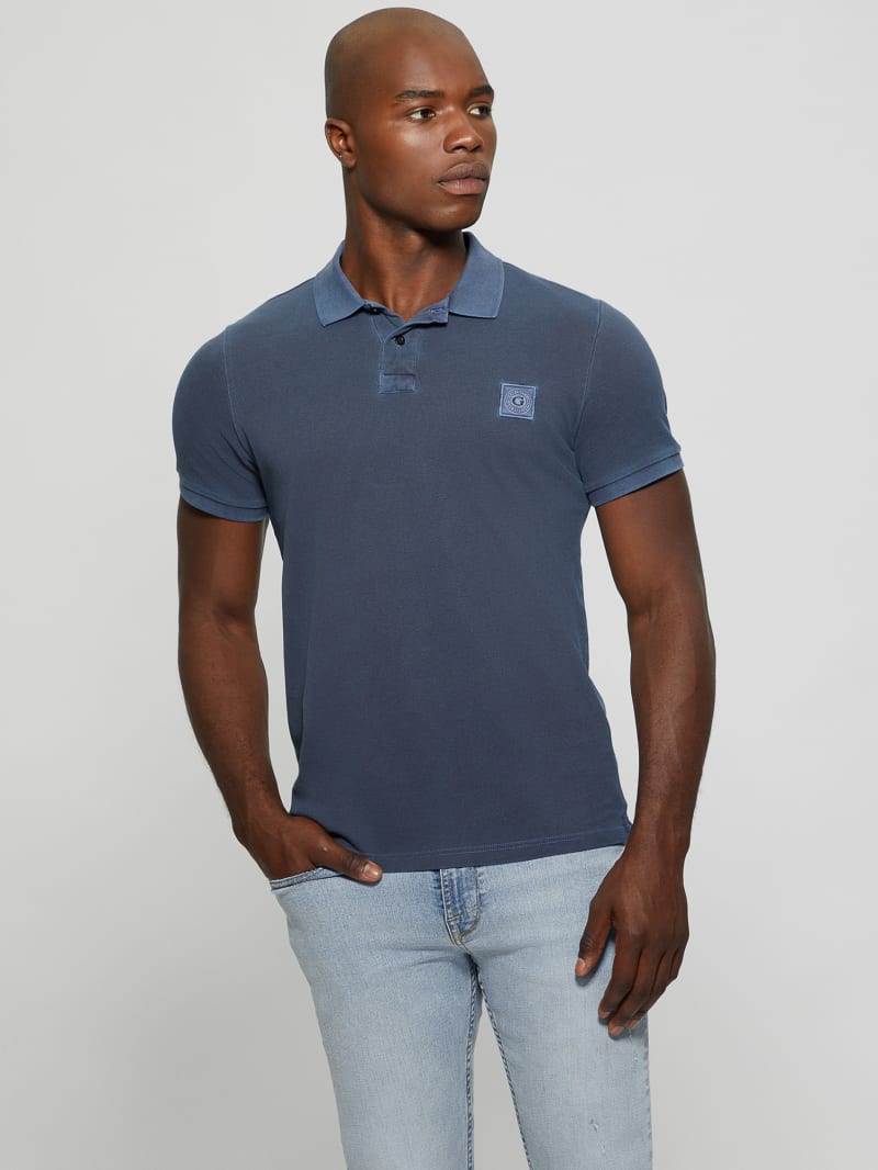 Guess Eco Washed Polo - Bleu éLéGant Guess Eco Washed Polo - Bleu éLéGant