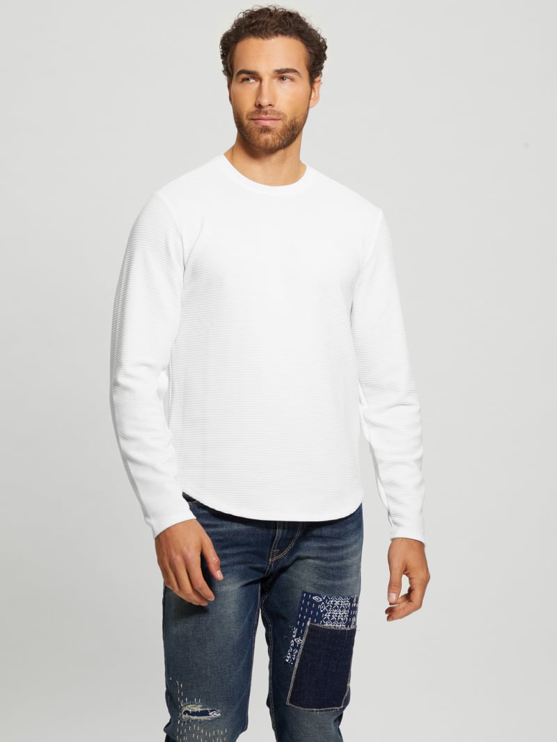 Guess Textured Long-sleeve Tee - Pure White Guess Textured Long-sleeve Tee - Pure White