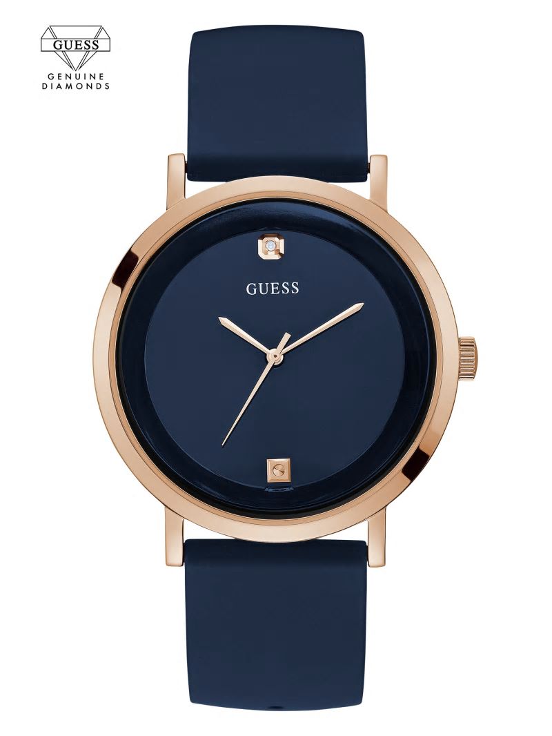 Guess Navy and Rose Gold-Tone Analog Watch - Blue Guess Navy and Rose Gold-Tone Analog Watch - Blue