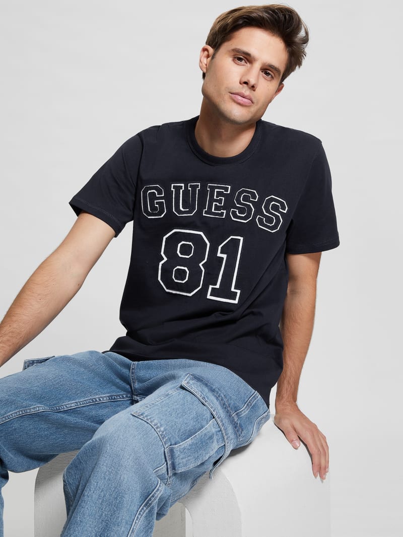 Guess Eco Signature Patch Tee - Bleu éLéGant Guess Eco Signature Patch Tee - Bleu éLéGant