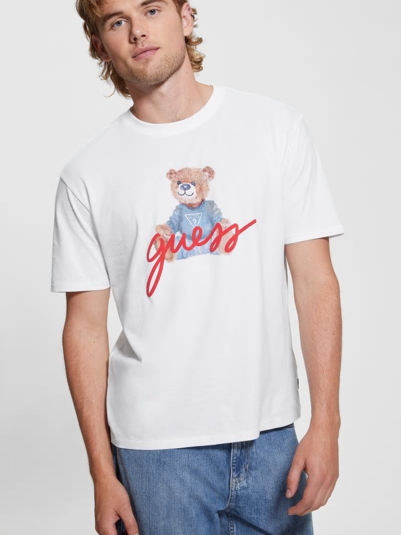 Guess Logo Bear Tee - Pure White Guess Logo Bear Tee - Pure White