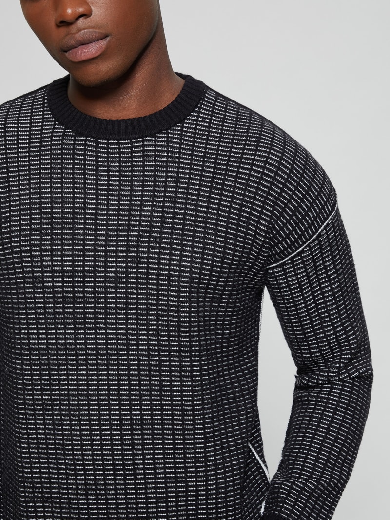 Guess Eco Two-Tone Waffle Sweater - Dove White/Jet Black Mult Guess Eco Two-Tone Waffle Sweater - Dove White/Jet Black Mult