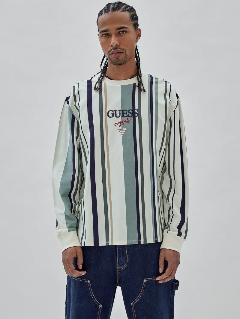 Guess GUESS Originals Striped Tee - Sandy Shore Multi Guess GUESS Originals Striped Tee - Sandy Shore Multi