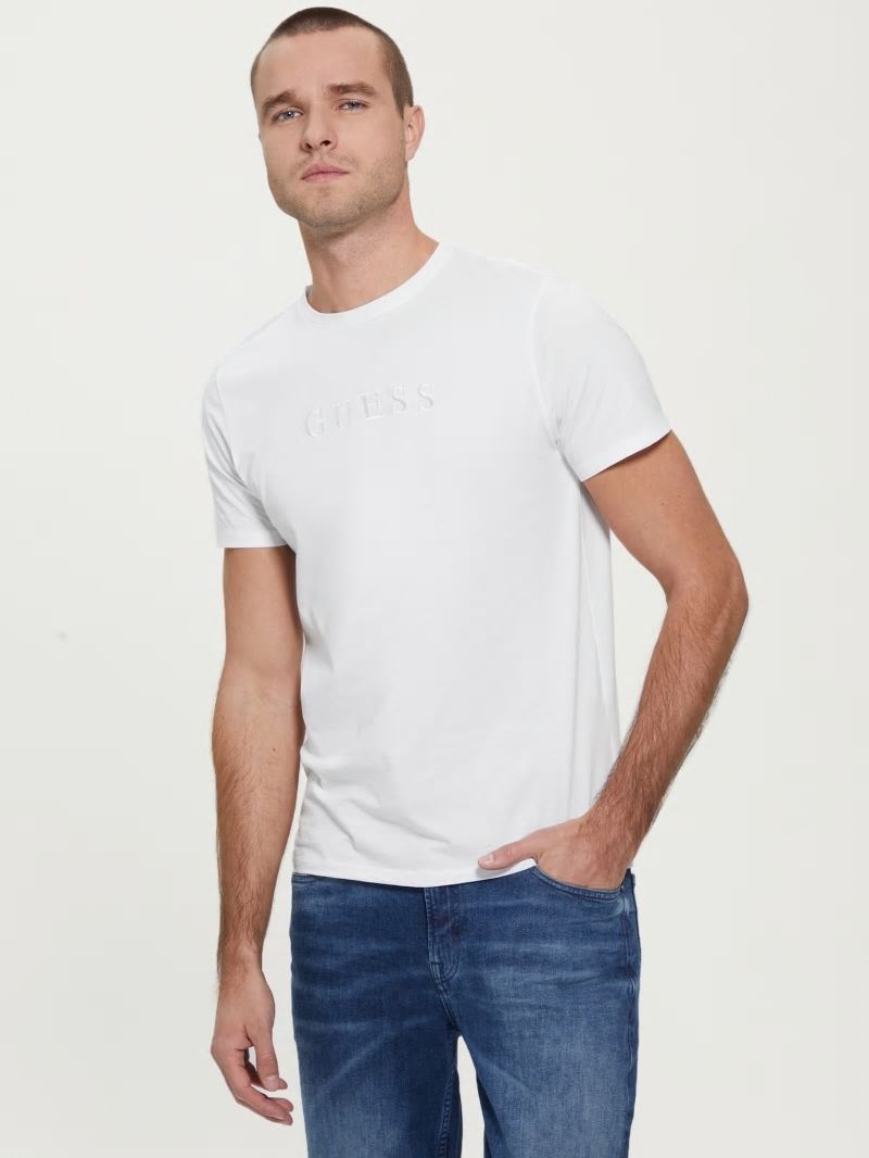 Guess Embroidered Logo Tee - Pure White Guess Embroidered Logo Tee - Pure White