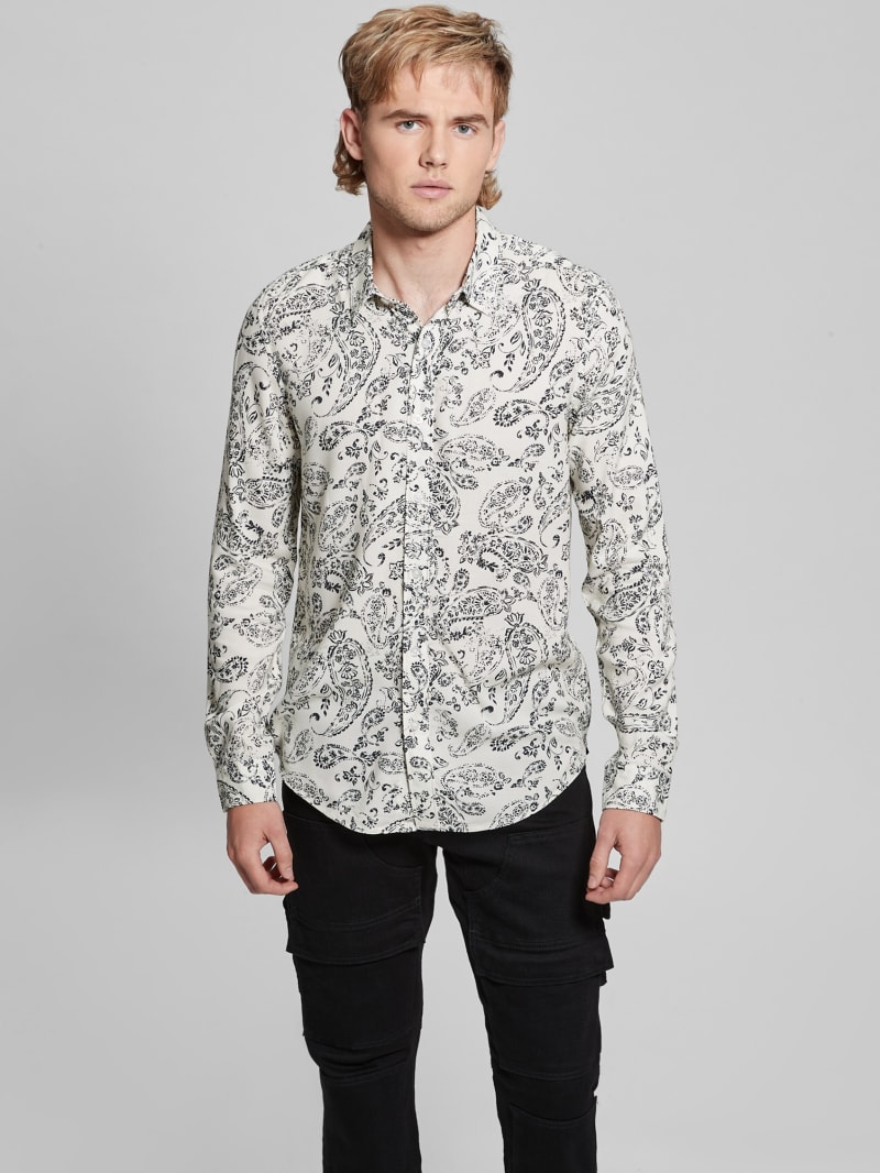Guess Eco Vintage Paisley Shirt - Vintage Paisley Salt Whit Guess Eco Vintage Paisley Shirt - Vintage Paisley Salt Whit