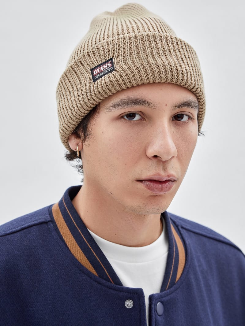 Guess GUESS Originals Logo Beanie - Sandy Shore Guess GUESS Originals Logo Beanie - Sandy Shore