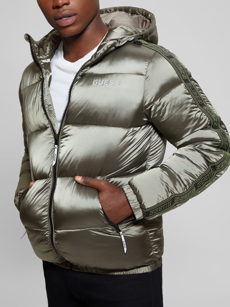 Guess Byrnie Padded Nylon Jacket - Mossy Green Guess Byrnie Padded Nylon Jacket - Mossy Green