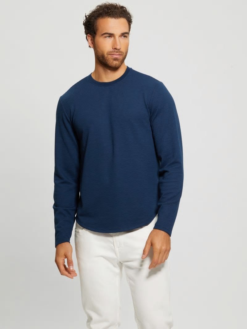 Guess Textured Long-sleeve Tee - Silk Blue Guess Textured Long-sleeve Tee - Silk Blue