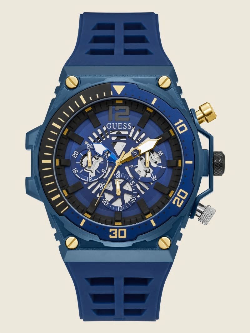 Guess Blue Exposed Dial Multifunction Watch - Rainbow Guess Blue Exposed Dial Multifunction Watch - Rainbow