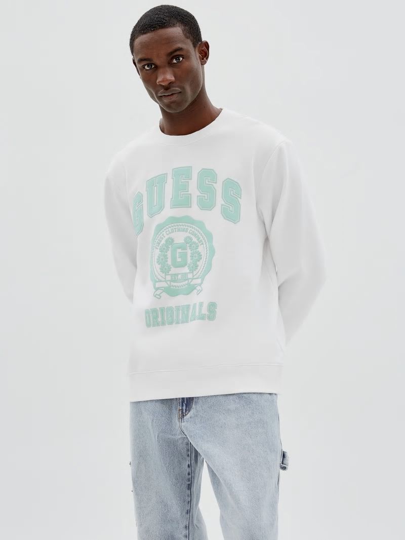 Guess GUESS Originals Logo Crewneck Pullover - Pure White Multi Guess GUESS Originals Logo Crewneck Pullover - Pure White Multi
