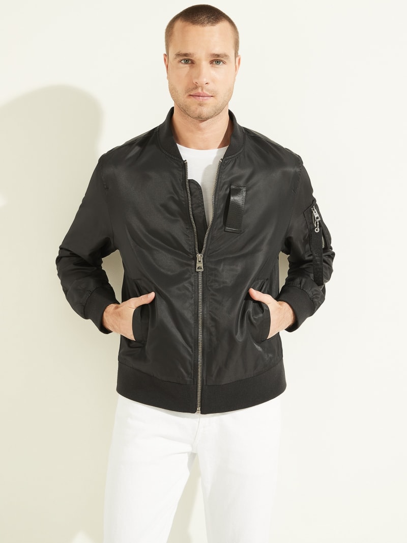 Guess Nylon Flight Jacket - Black Guess Nylon Flight Jacket - Black