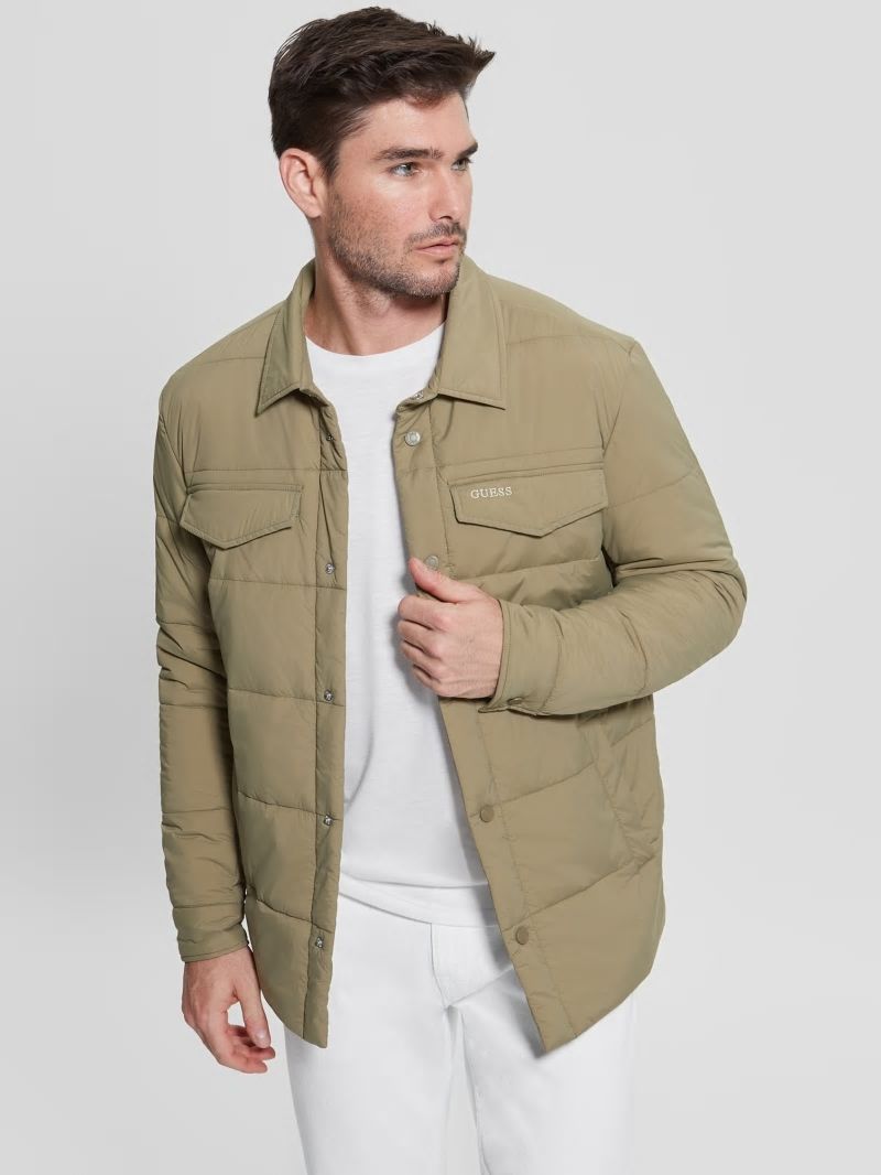 Guess Eco Quilted Shacket - Khaki Way Guess Eco Quilted Shacket - Khaki Way