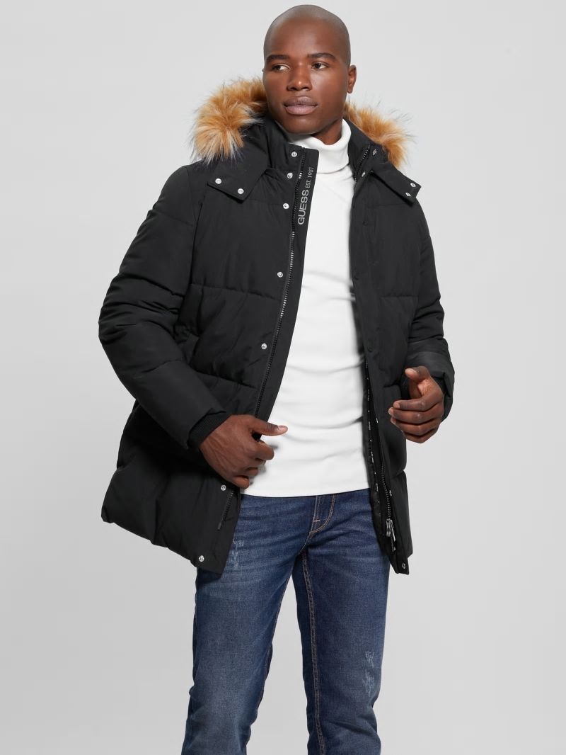 Guess Midlength Puffer Jacket - Black Guess Midlength Puffer Jacket - Black