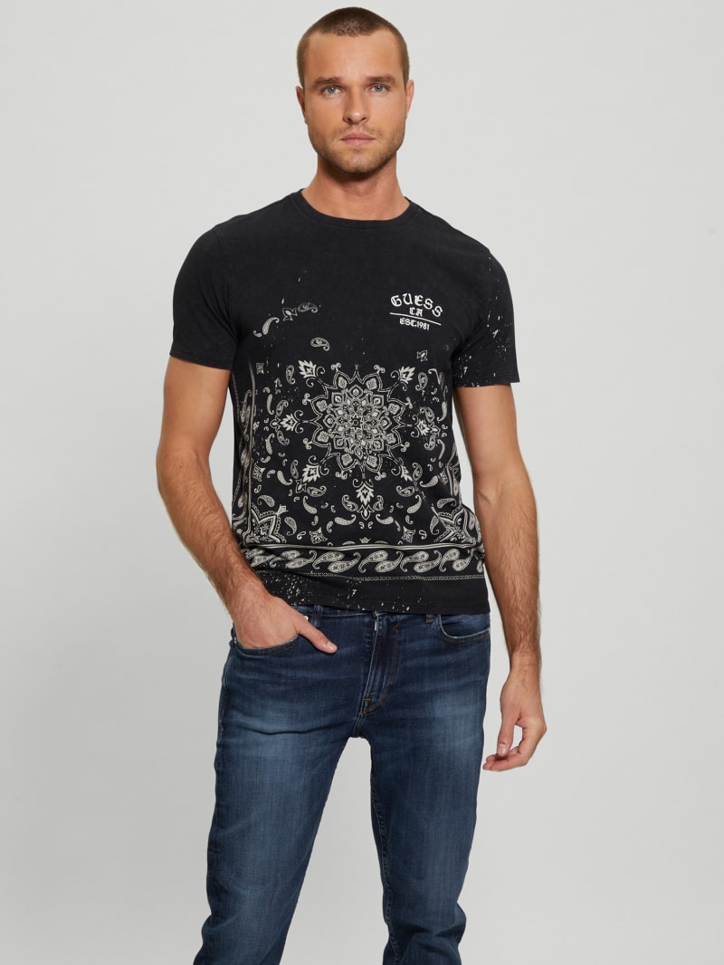 Guess Bandana Border Tee - Jet Black Multi Guess Bandana Border Tee - Jet Black Multi