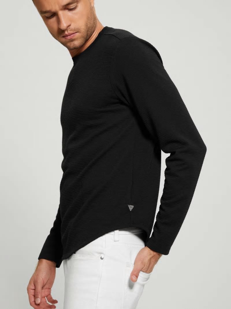 Guess Textured Long-sleeve Tee - Black Guess Textured Long-sleeve Tee - Black