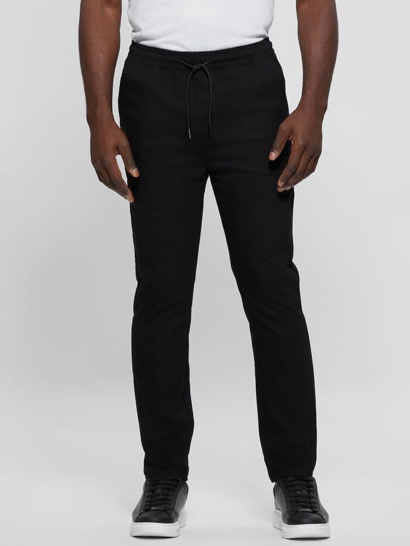 Guess Harper Woven Tapered Pant - Jet Black Multi Guess Harper Woven Tapered Pant - Jet Black Multi
