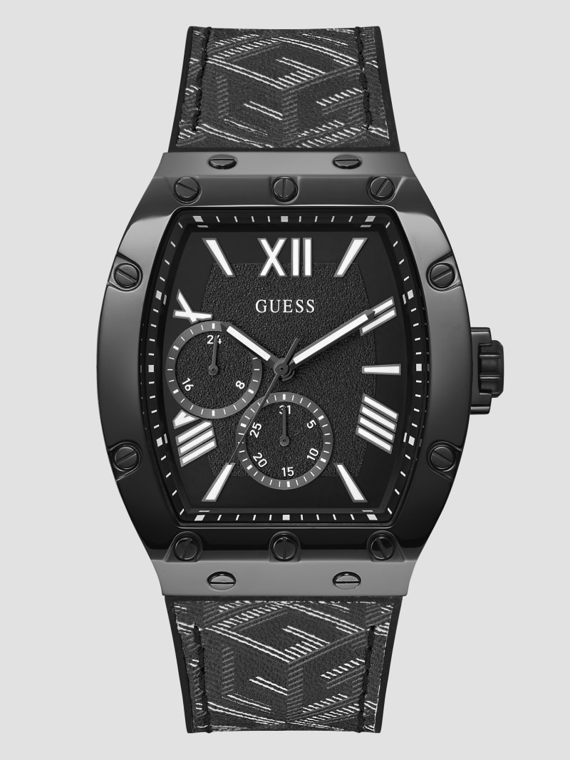 Guess G-Cube Black Leather Multifunction Watch - Black Snakeskin Guess G-Cube Black Leather Multifunction Watch - Black Snakeskin