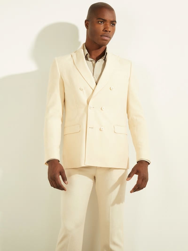 Guess Eco Double Breasted Blazer - Creme Brulee Guess Eco Double Breasted Blazer - Creme Brulee