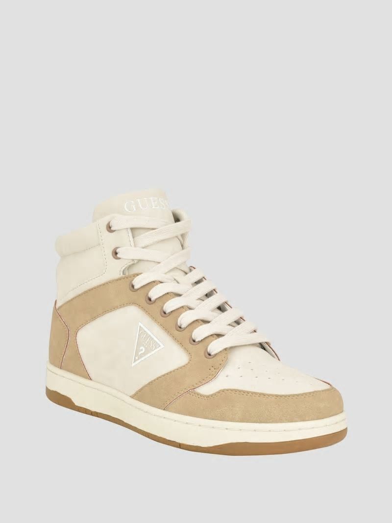Guess Tubulo Triangle High-Top Sneakers - Light Brown Guess Tubulo Triangle High-Top Sneakers - Light Brown