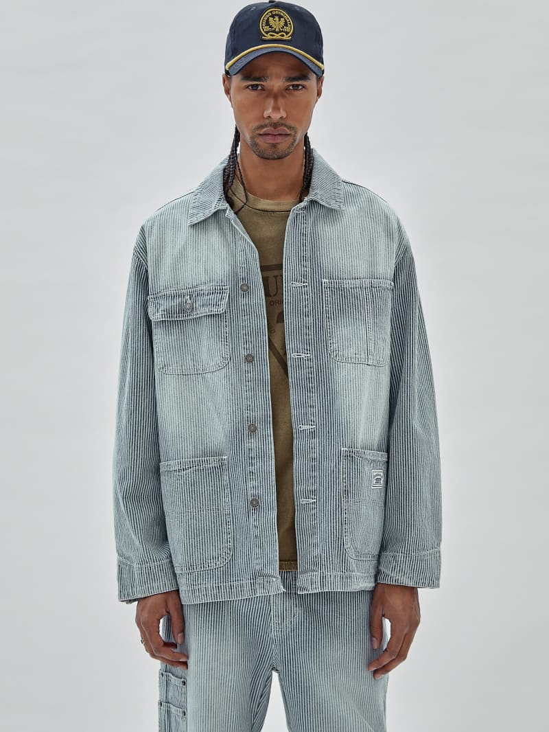 Guess GUESS Originals Pinstripe Chore Jacket - Indigo Yarn Dye Guess GUESS Originals Pinstripe Chore Jacket - Indigo Yarn Dye