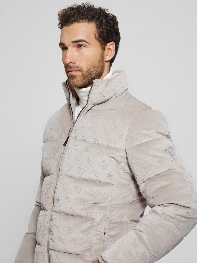 Guess Signature Puffer Jacket - Pasadena Stone 4g Logo Guess Signature Puffer Jacket - Pasadena Stone 4g Logo