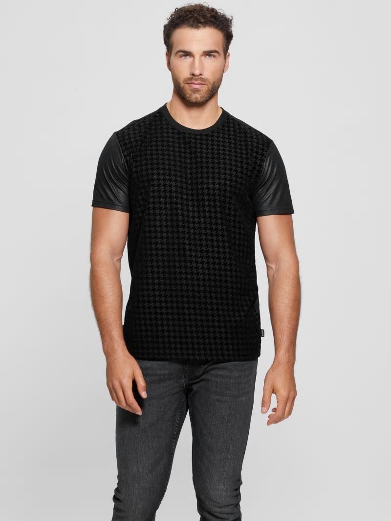 Guess Houndstooth Short-Sleeve Tee - Black Guess Houndstooth Short-Sleeve Tee - Black