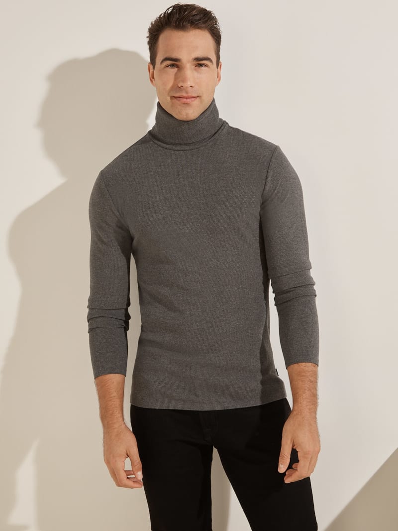 Guess Mateo Turtleneck Tee - Dark Coal Heather Guess Mateo Turtleneck Tee - Dark Coal Heather